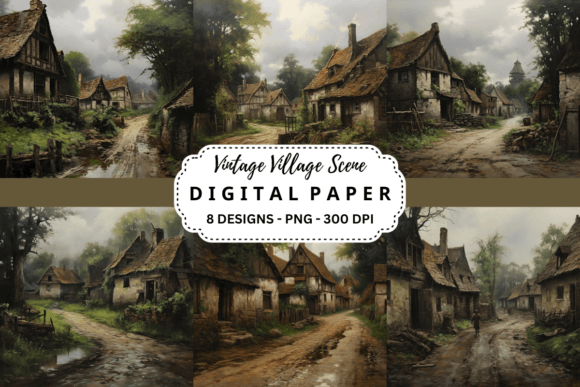 Charming Vintage Village Scene Backgrounds for Your Designs