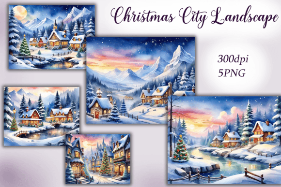 Christmas City Landscape Backgrounds for Your DIY Projects
