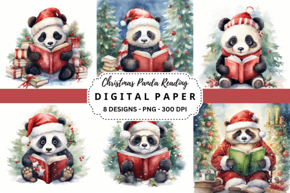 Christmas Panda Reading Backgrounds: A Designer's Festive Toolkit