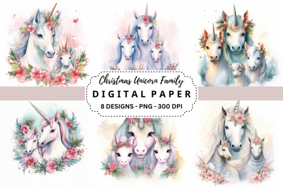 Christmas Unicorn Family Backgrounds: A Design Asset for Festive Magic