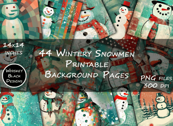 Cute Retro Snowman Art Backgrounds: A Holiday Design Staple