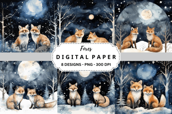 Enchanting Foxes Watercolor Backgrounds for Creative Projects