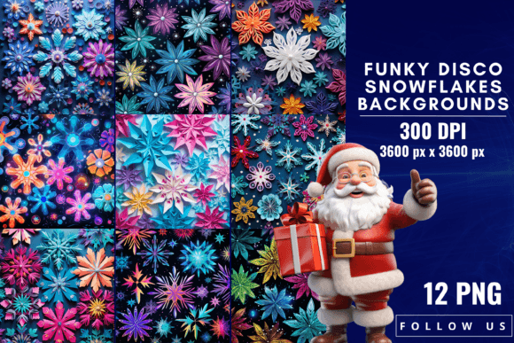Funky Disco Snowflakes: Retro Holiday Backgrounds