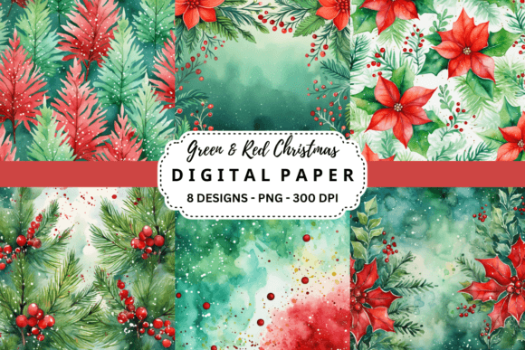 Green and Red Christmas Backgrounds for Festive Design