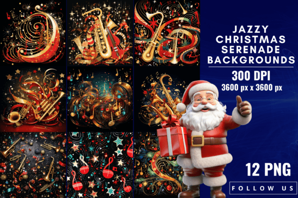 Jazzy Christmas Serenade Backgrounds: Infuse Your Designs with Holiday Rhythm
