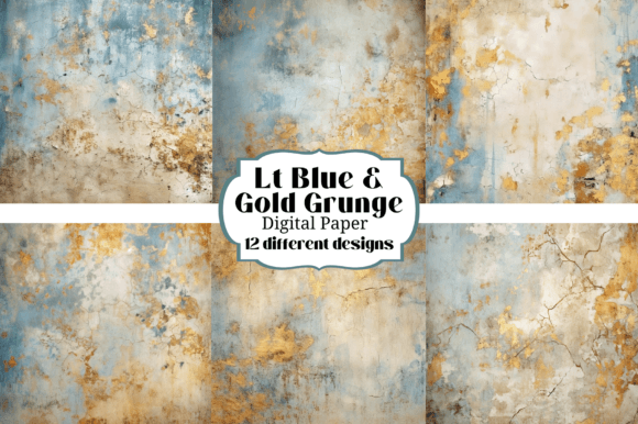 Light Blue & Gold Grunge Textures: A Designer's Go-To Asset
