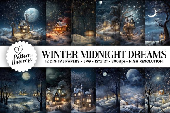 Midnight Winter Dreams: Digital Papers for Creative Projects