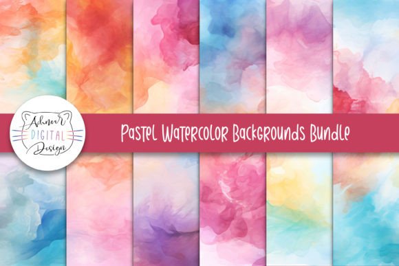 Pastel Watercolor Backgrounds Bundle: Soft Design Assets