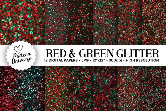 Red & Green Glitter Backgrounds: Festive Digital Papers for Creative Projects