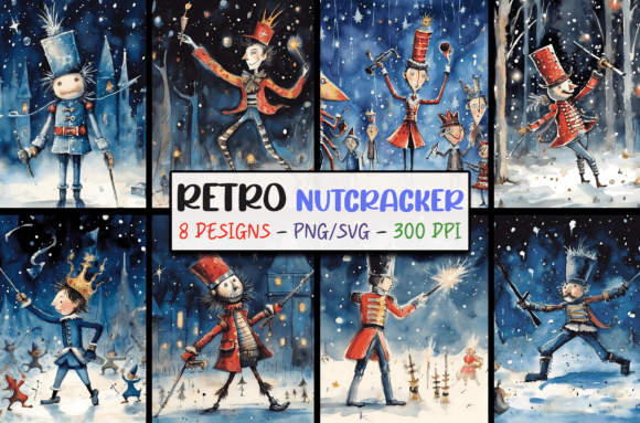 Retro Christmas Backgrounds Nutcracker: A Festive Design Asset