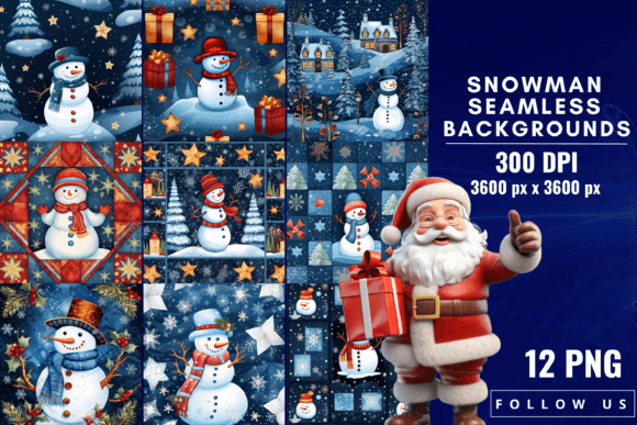 Snowman Seamless Backgrounds: A Winter Design Toolkit
