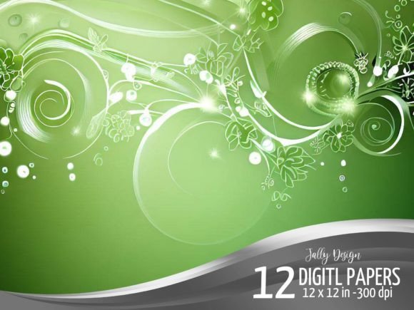 Swirly Green Christmas Backgrounds Paper