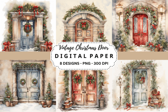 Unlock Nostalgic Charm with Vintage Christmas Door Backgrounds