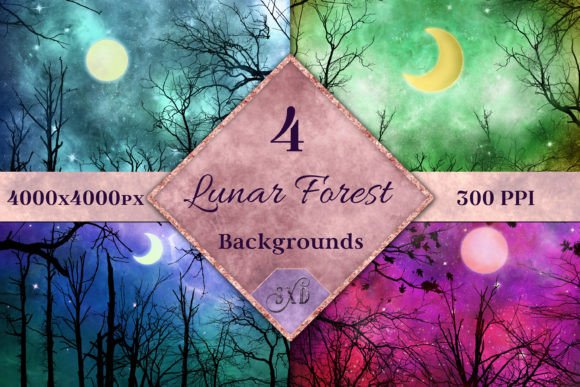 Unveiling the Lunar Forest Backgrounds: A Cosmic Design Asset