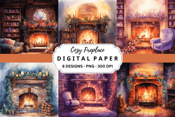 Warmth and Texture: Using Watercolor Cozy Fireplace Backgrounds